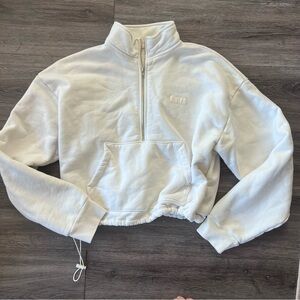 SET Active Cream Logo Patch Quarter Zip Sweatshirt